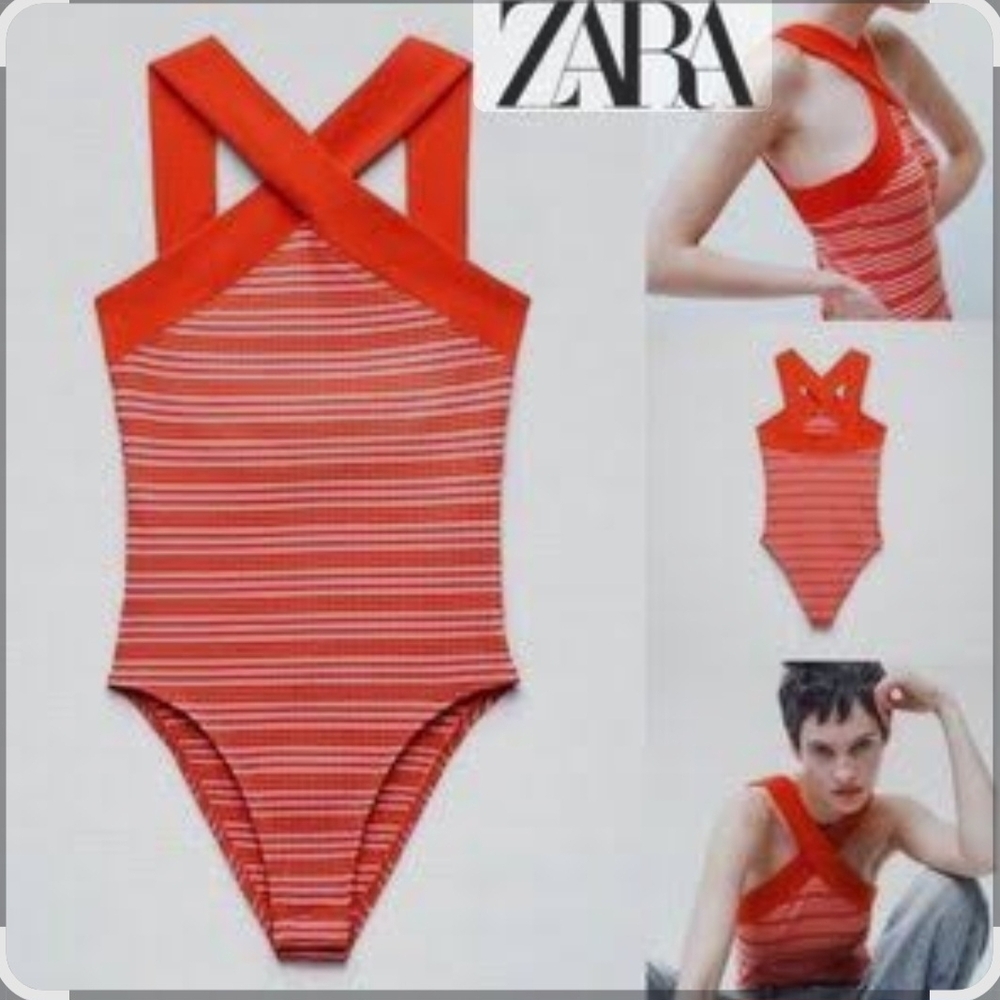 Zara Red Striped Bodysuit